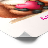 かわいいオレンジキツネインラブバレンタインデー ポスター (角)