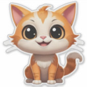 かわいいオレンジキャットカートゥーンスタイルキャラクター89738 シール (正面)