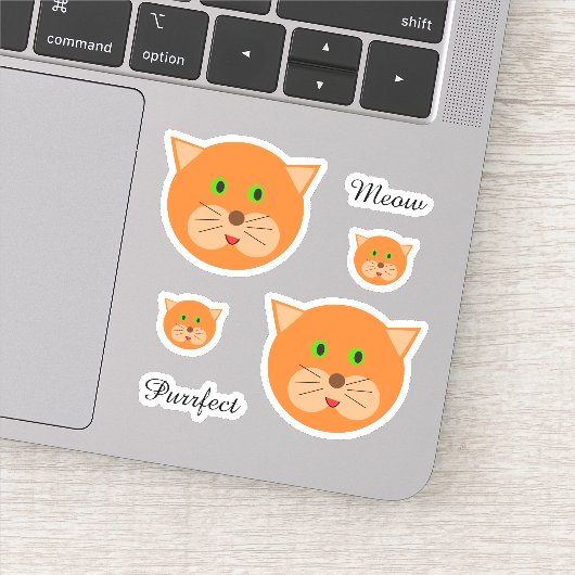 かわいいオレンジキャット顔と文字 シール (詳細)