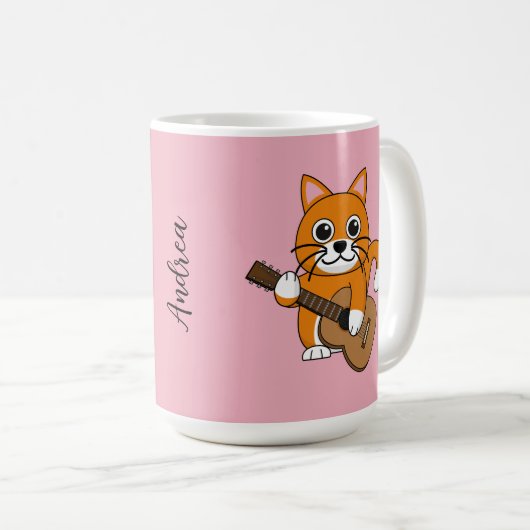 かわいいオレンジキャッ遊トのギター漫画 |名前の追加 コーヒーマグカップ (正面右)