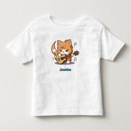 かわいいオレンジキャッ遊トのギター トドラーTシャツ