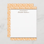 かわいいオレンジキリン模様のフラットノートカード ノートカード (正面/裏面)