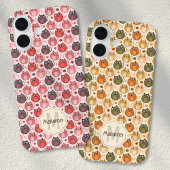 かわいいオレンジグレー猫水玉イニシャルモノグラム Case-Mate iPhoneケース