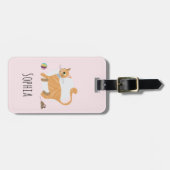 かわいいオレンジジンジャータブビーキャットネームキッズ ラゲッジタグ (正面横)