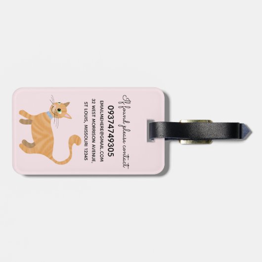 かわいいオレンジジンジャータブビーキャットネームキッズ ラゲッジタグ (裏面横)