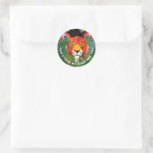 かわいいオレンジタイガーカラフルワイルドジャングル絵を描 ラウンドシール (バッグ)
