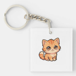 かわいいオレンジタビー子猫アクリルキーチェーン キーホルダー