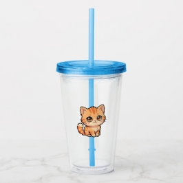 かわいいオレンジタビー子猫アクリルボトル アクリルタンブラー