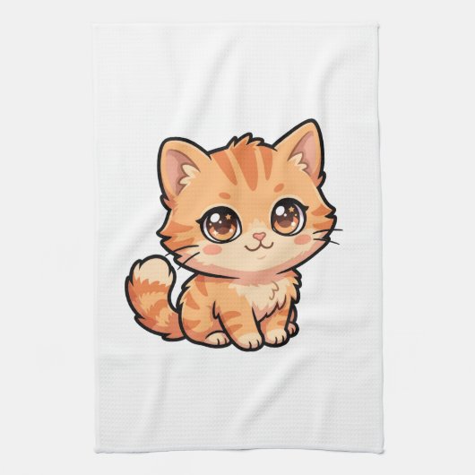 かわいいオレンジタビー子猫キッチンタオル キッチンタオル (縦)