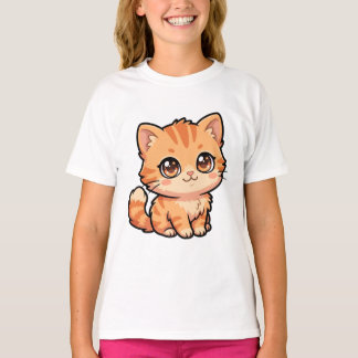 かわいいオレンジタビー子猫ベーシックガールズTシャツ Tシャツ