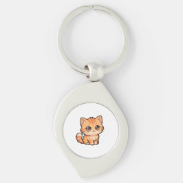 かわいいオレンジタビー子猫メタルキーチェーン キーホルダー