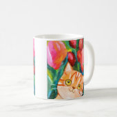 かわいいオレンジタビー猫かわいらしフローラ猫好き コーヒーマグカップ (正面右)