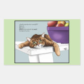 かわいいオレンジタビー猫のおやつ 楽しい待ち時間 長方形シール (正面)