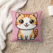 かわいいオレンジタビー猫のキャラクターアニマルスタイル 🐱 クッション (ブランケット)