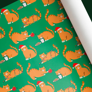 かわいいオレンジタビー猫のクリスマス  ラッピングペーパー