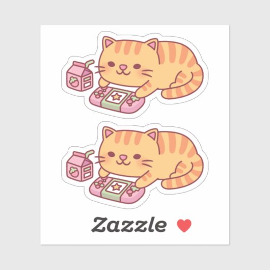 かわいいオレンジタビー猫のゲーム三昧 シール (シート)