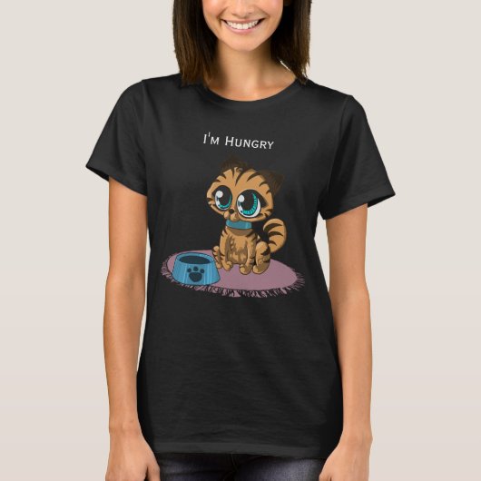 かわいいオレンジタビー猫ブラック Tシャツ (正面)