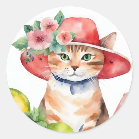 かわいいオレンジタビー猫封筒シールステッカー ラウンドシール (正面)