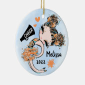 かわいいオレンジチアリーダガールオーナメントブラウンヘア セラミックオーナメント (右)