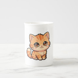 かわいいオレンジテビー子猫の特製マグカップ ボーンチャイナマグカップ