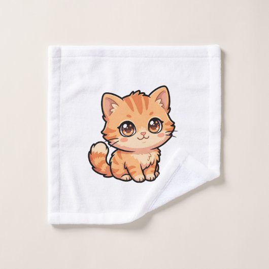 かわいいオレンジテビー子猫バス タオル (ウォッシュタオル)