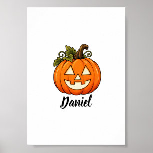 かわいいオレンジパンプキンモノグラムネームハロウィンT ポスター