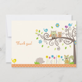 かわいいオレンジフクロウニュートラルベビースシャワーサンキューカード サンキューカード