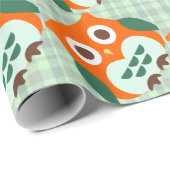 かわいいオレンジフクロウ ラッピングペーパー (ロールコーナー)