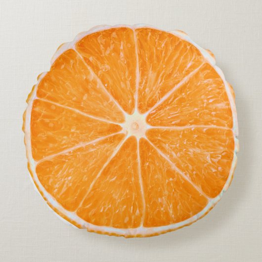 かわいいオレンジフルーツの切れ ラウンドクッション (正面)