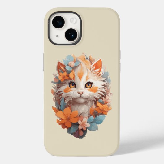 かわいいオレンジフローラキティ猫 Case-Mate iPhoneケース (裏面)