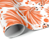 かわいいオレンジベッタフィッシュと水玉模様 ラッピングペーパー (ロールコーナー)