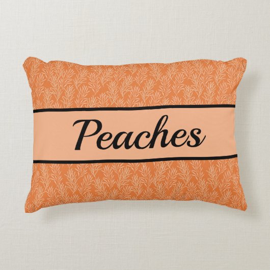 かわいいオレンジボタニカルカスタマイズペット アクセントクッション (正面)