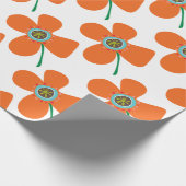かわいいオレンジポップ・アートの色デイジー夏の花のお洒落贈り物 ラッピングペーパー (角)
