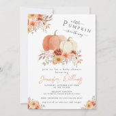 かわいいオレンジリトルカボチャフローラベビーガールシャワー 招待状 (正面)