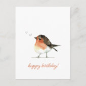 かわいいオレンジロビン - シンプルでエレガントな誕生日 ポストカード (正面)