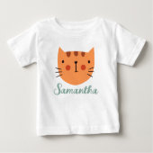 かわいいオレンジ猫カスタム名前 ベビーTシャツ (正面)
