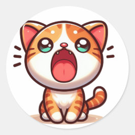 かわいいオレンジ猫 ラウンドシール
