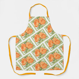 かわいいオレンジ絵を描のバラ エプロン