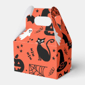 かわいいオレンジ色のかぼちゃの幽霊のハロウィンパターン フェイバーボックス (裏面サイド)