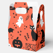 かわいいオレンジ色のかぼちゃの幽霊のハロウィンパターン フェイバーボックス (オープン)