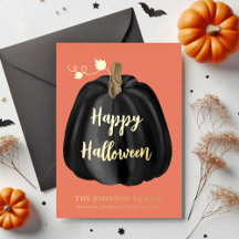 かわいいオレンジ色のかぼちゃ ハッピーハロウィン ゴールド
