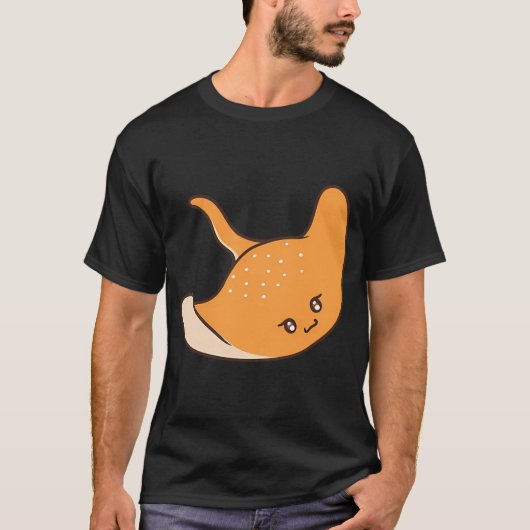 かわいいオレンジ色のエイ Tシャツ (正面)