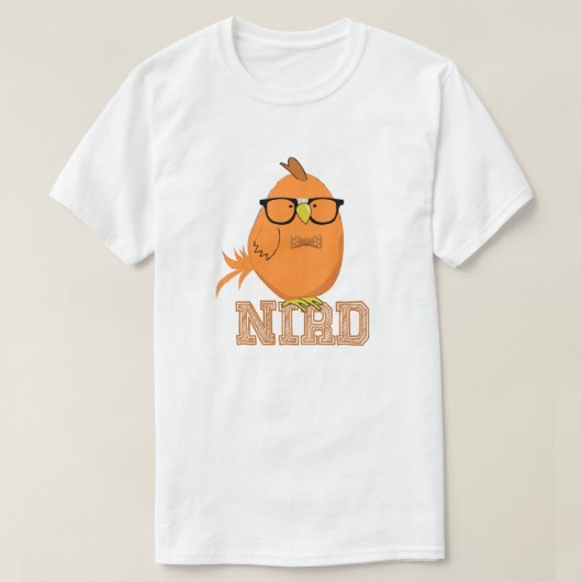 かわいいオレンジ色のオタク鳥 Tシャツ (デザイン正面)