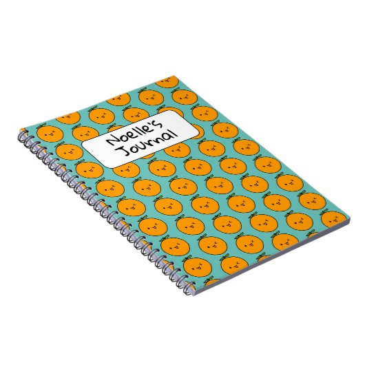かわいいオレンジ色のカスタマイズ可パーソナライズされた能な仕訳帳 ノートブック (右側)