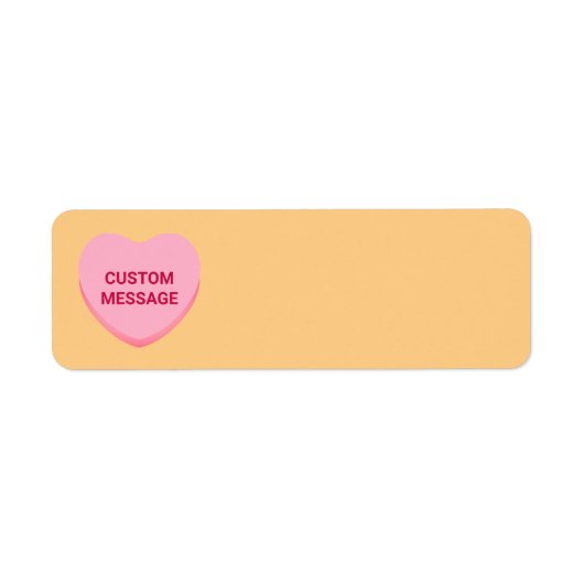かわいいオレンジ色のカスタムピンクのメッセージキャンディのハート空白の ラベル (正面)