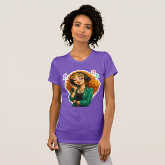 かわいいオレンジ色のカーリーヘアのロージー・マックス・キャラクターガールTシャツ Tシャツ