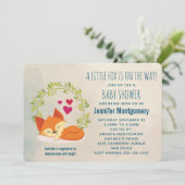 かわいいオレンジ色のキツネと緑のリースベビーシャワー 招待状 (スタンド正面)