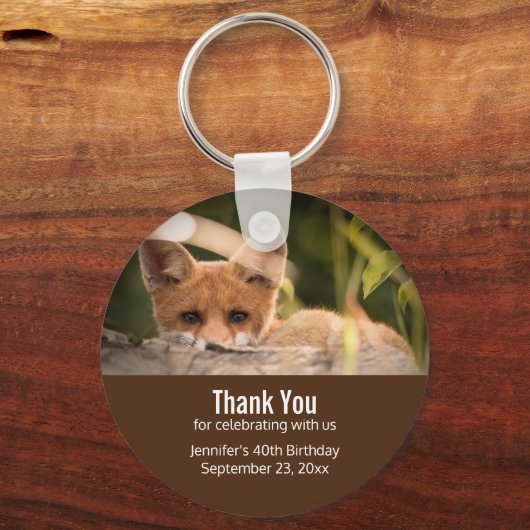 かわいいオレンジ色のキツネの写真 キーホルダー (正面)