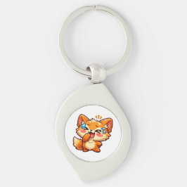 かわいいオレンジ色のキツネの涙ステッカー キーホルダー