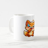 かわいいオレンジ色のキツネの涙ステッカー コーヒーマグカップ (正面左)